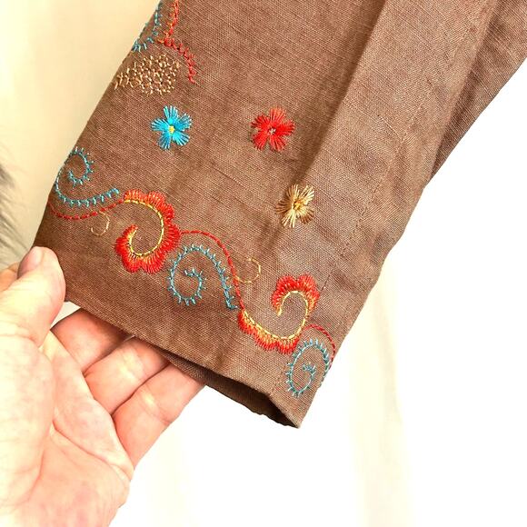 Silk Land Linen Beaded Embroidered Blazer Jacket Size 12 - Picture 4 of 11